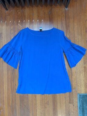 Blue Women's Ruffle Sleeve Top